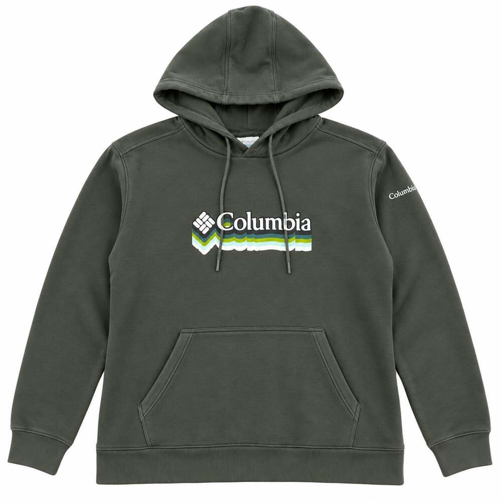 Columbia Hoodie Women’s 1X Green Graphic Logo Pullover Sweatshirt Plus Size